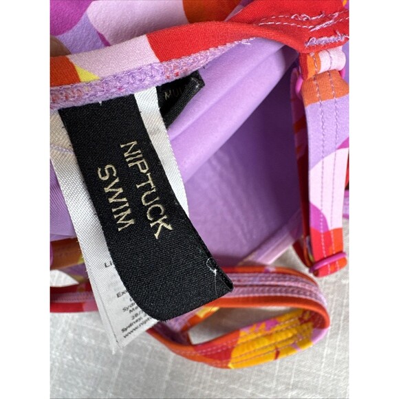 Nip Tuck Mauve Poppies Joanne Twist Front Design Tummy Control Swimsuit Sz 4 - Picture 8 of 11